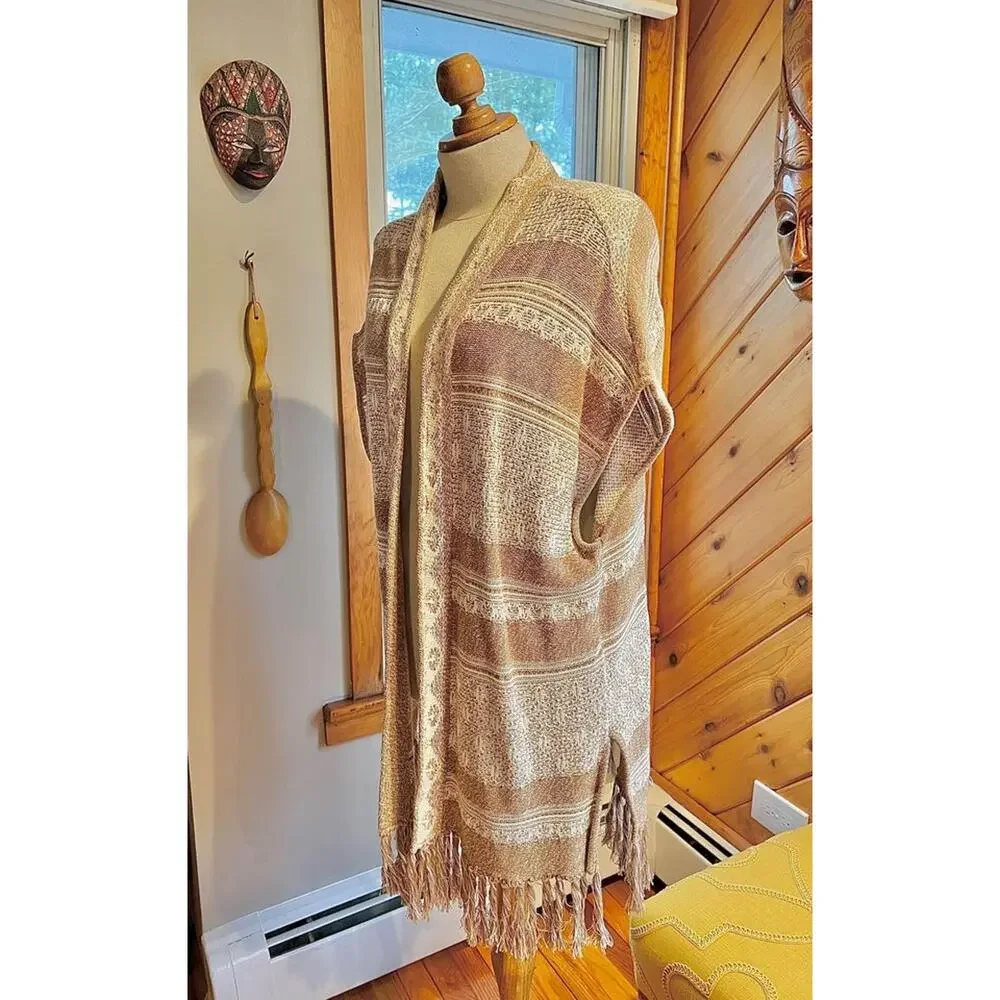 Vintage Cotton Fall Knit Bohemian Kimono Vest